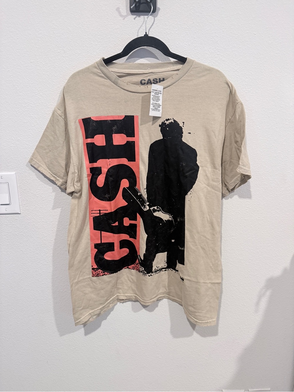 JOHNNY CASH Beige Graphic Band T-Shirt
